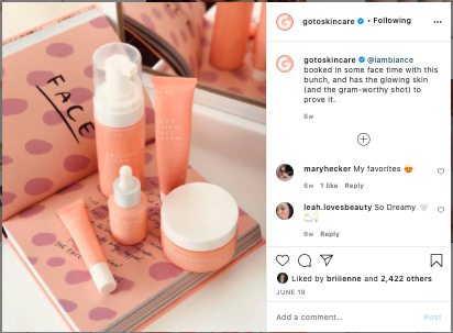 go to skincare social media marketing example