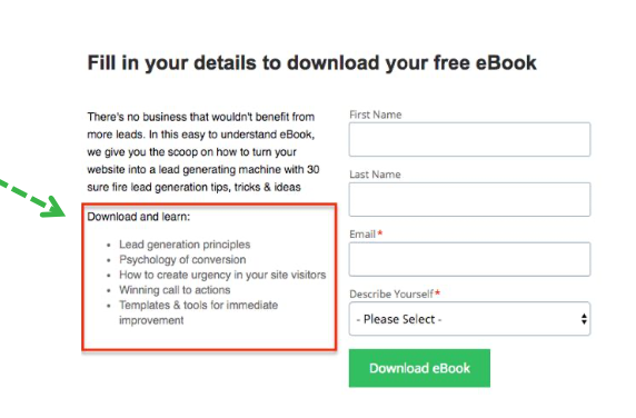 lead generation tips - emphasise the benefits