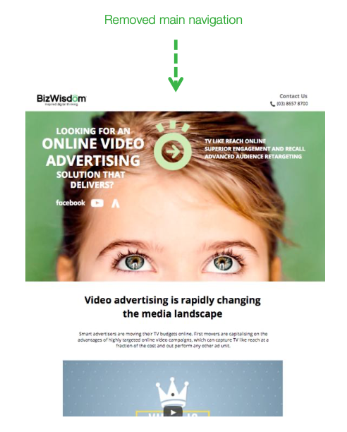 lead generation tips - remove the navigation menu