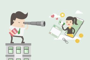Affiliate Marketing Trends in 2025 with a woman popping out of a smart phone.