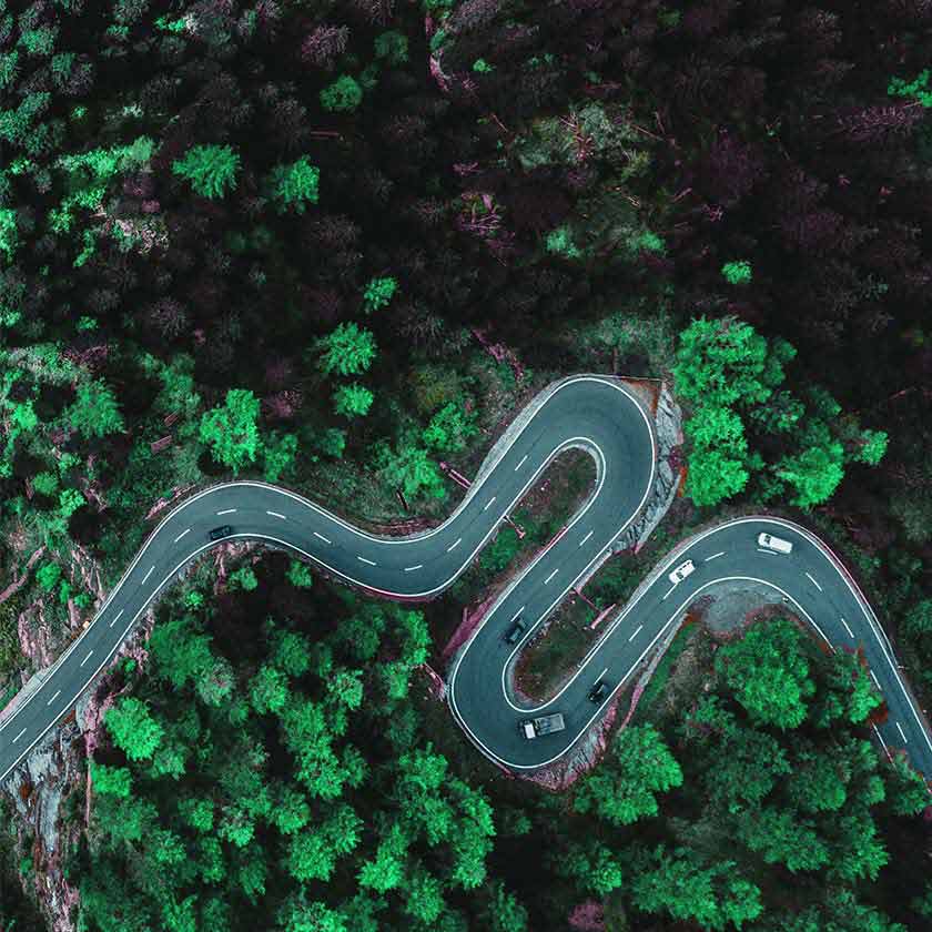 Cars driving on their CRM journey
