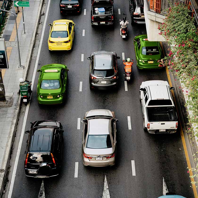 Cars driving on a road